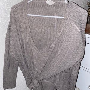 vici thermal knit top - tan